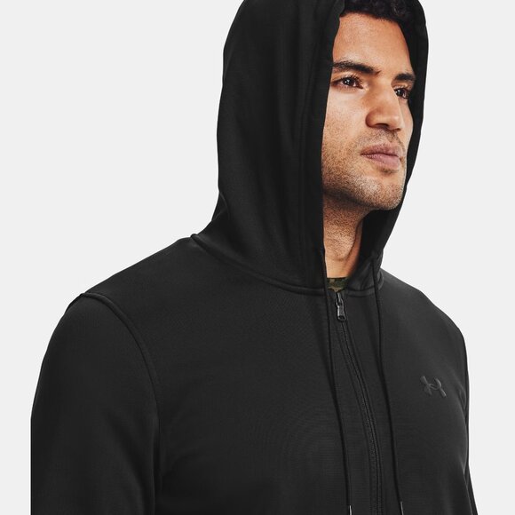 Under Armour โข Fleece Full Zip Hooded Jacket โข Small โข Black โข Coldgear - Picture 4 of 14